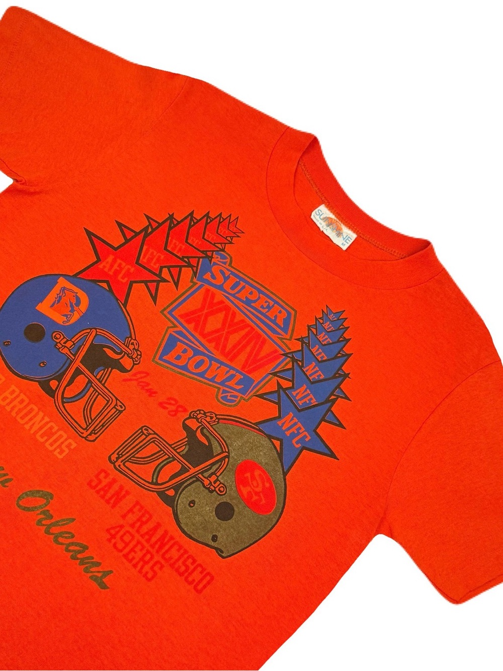 RARE Vintage 90s Denver Broncos vs. 49ers NFL Superbowl XXIV T-Shirt